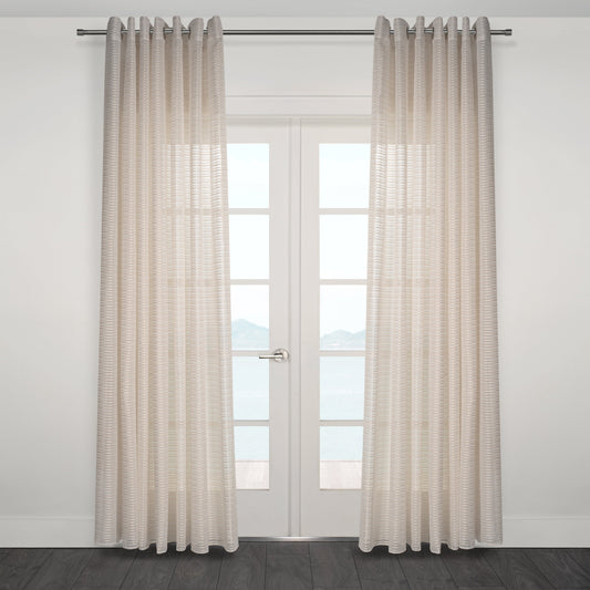 Imola Striped Jacquard Sheer Grommet Curtain