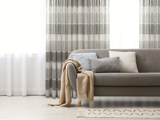 Lancia Striped Jacquard Semi Sheer Grommet Curtain