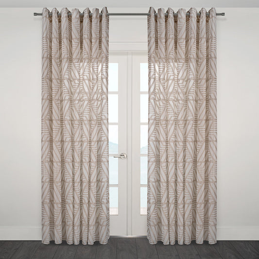 Ligure Retro Mod Jacquard Sheer Grommet Curtain