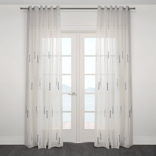 Lodi Subtle Embroidered Sheer Grommet Curtain 108" x 95"