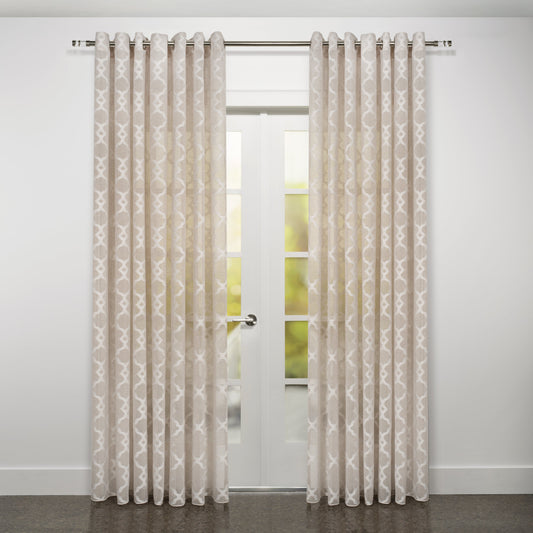 Modena Retro Jacquard Design Sheer Grommet Curtain 108" x 95"