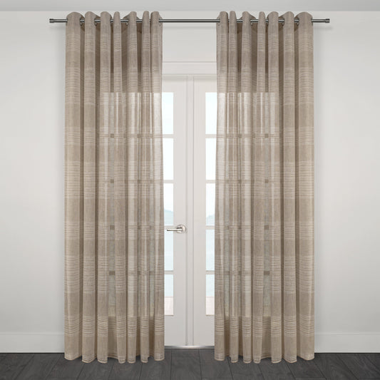 Mykonos Horizontal Striped Jacquard Sheer Grommet Curtain 108" x 95"