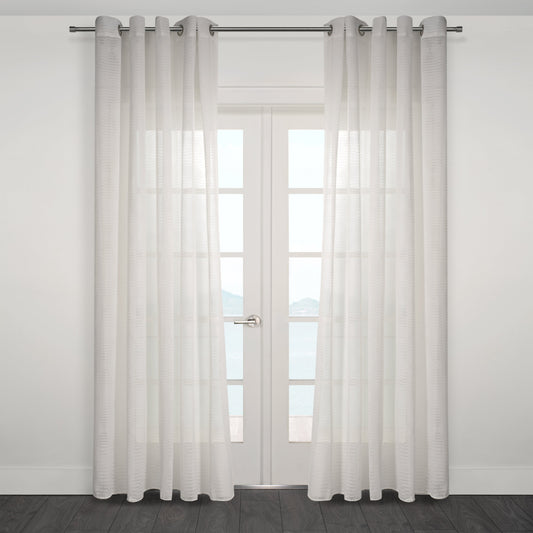 Olympia Semi Sheer Diamond  Pattern Grommet Curtain 80"x 95"