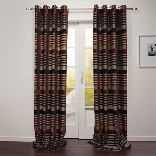 Paris Chenille Horizontal Stripe Grommet Curtain 54"x 95"
