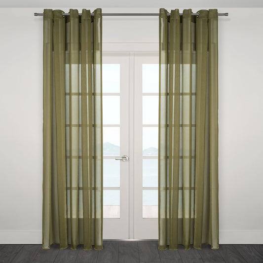 Paros Sage Sheer Grommet Curtain 80" x 95"