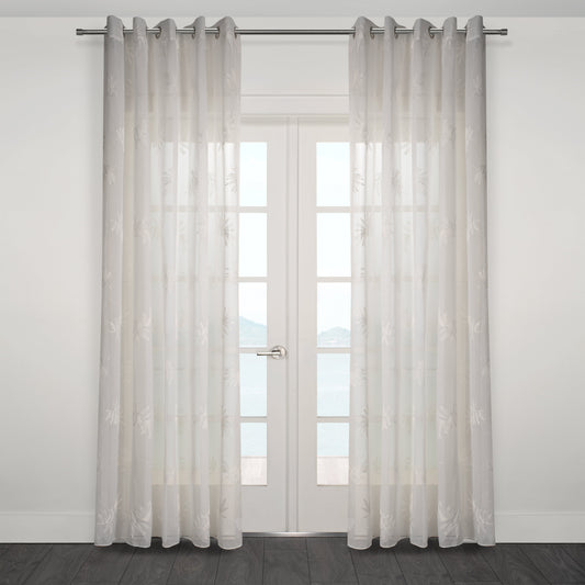 San Tropez Embroidered Floral Sheer Grommet Curtain 80" x 95"