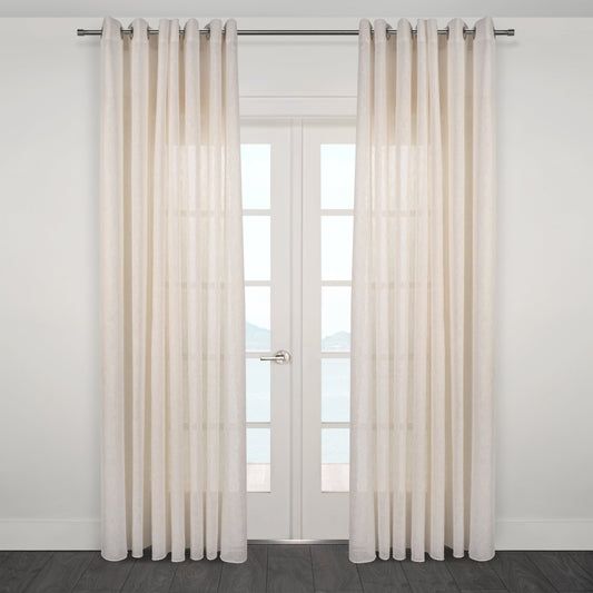 Taranto Natural Textured Heavy Sheer Grommet Curtain 108"x 95"
