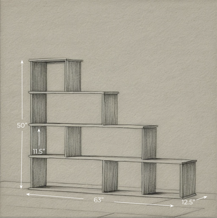 Step bookshelf in walnut