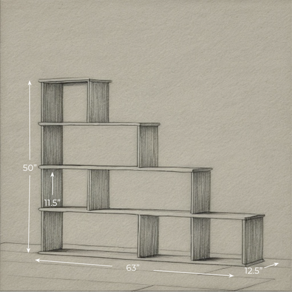 Step bookshelf in walnut