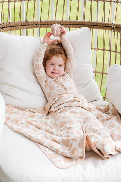 Dream Blanket in Sand Checkerboard