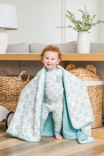 Dream Blanket in Mint Checkerboard