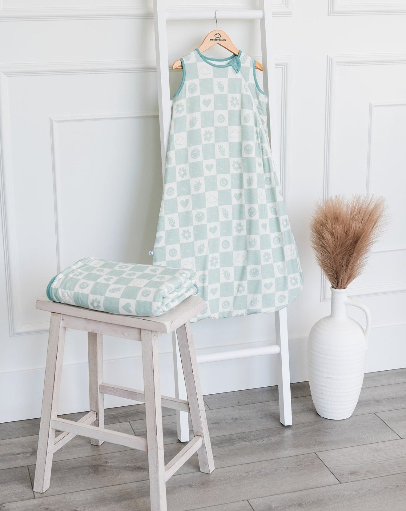 Sunday Sleep Bag in Mint Checkerboard