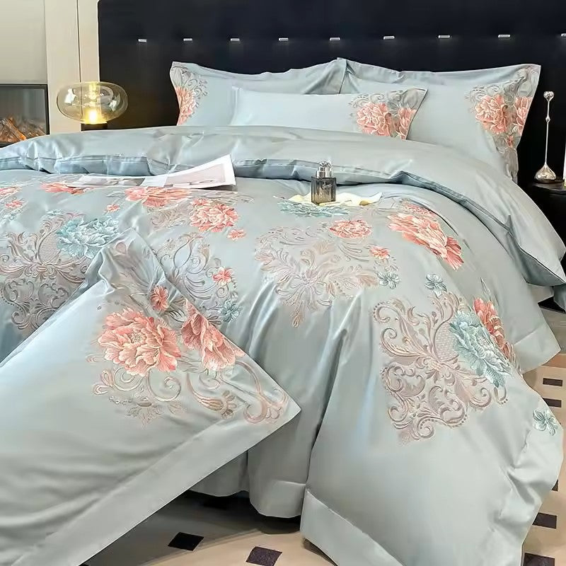 Talia 400 TC 100% Cotton Duvet Set - Blue
