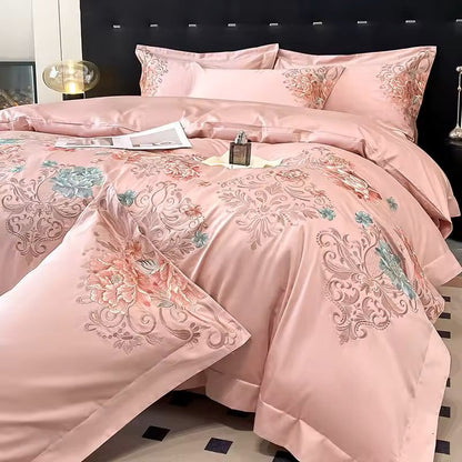 Talia 400 TC 100% Cotton Duvet Set - Blush