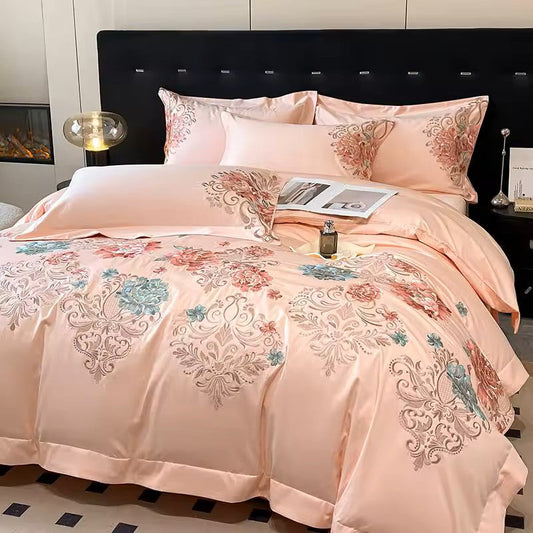 Talia 400 TC 100% Cotton Duvet Set - Peach