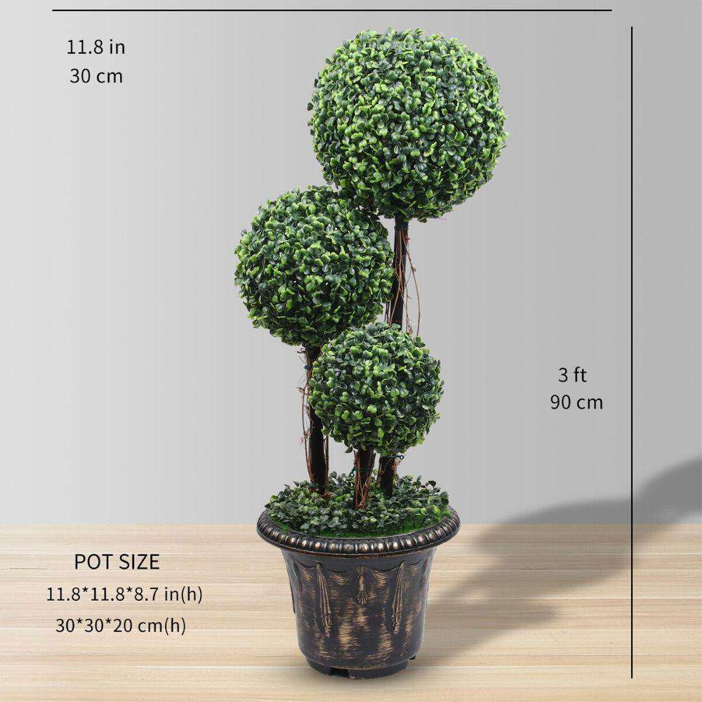 Whitby Faux Potted Boxwood Topiary Plant (Multiple Sizes)
