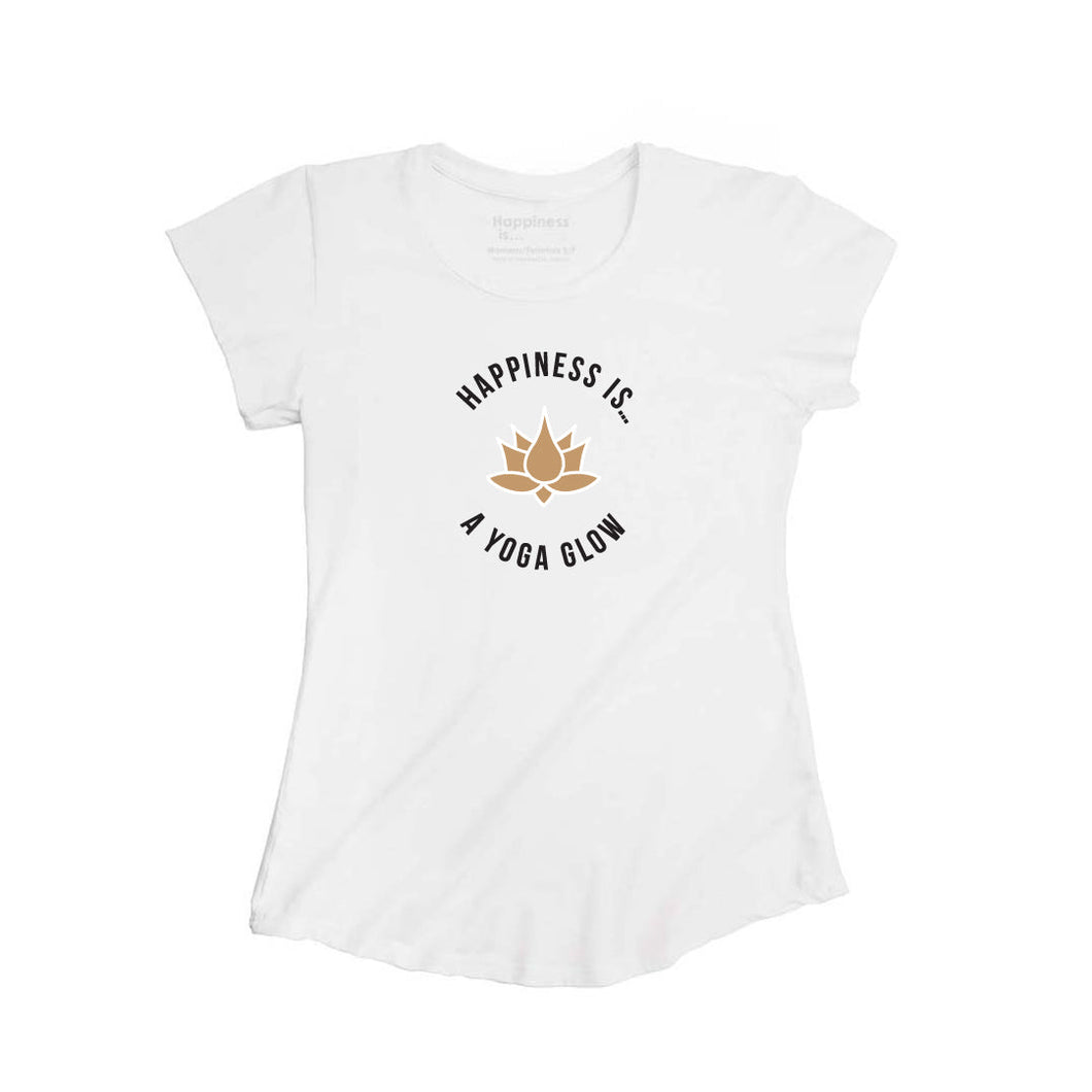 Women's Yoga Bamboo T-Shirt, White with Gold Foil