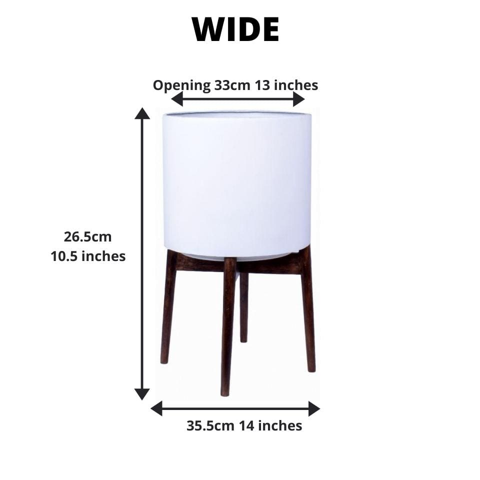 Zarita -Mid-Century Modern Plant Stand With White Planter