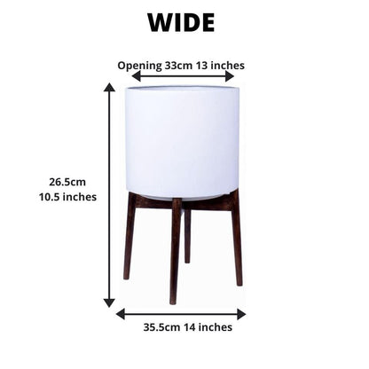 Zarita -Mid-Century Modern Plant Stand With White Planter