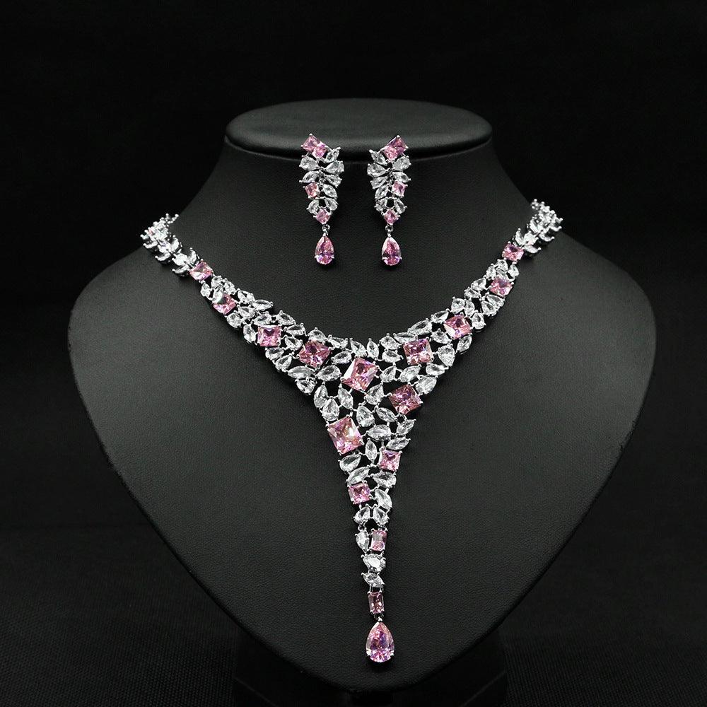 Colorful Zircon Necklace Set Wedding Accessories