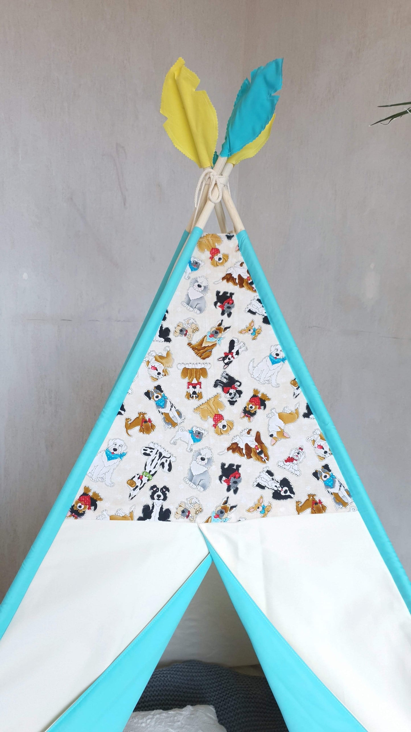 Dog Lovers Turquoise Ivory Teepee