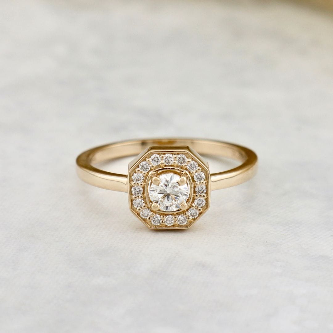 Bague Art Deco en or 14K - 18K et diamants