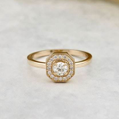 Bague Art Deco en or 14K - 18K et diamants