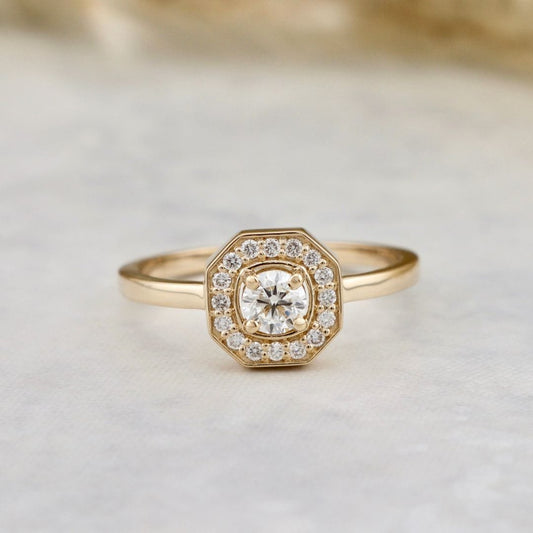 Bague Art Deco en or 14K - 18K et diamants