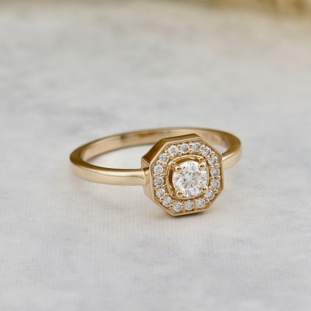 Bague Art Deco en or 14K - 18K et diamants