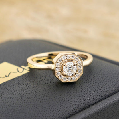 Bague Art Deco en or 14K - 18K et diamants