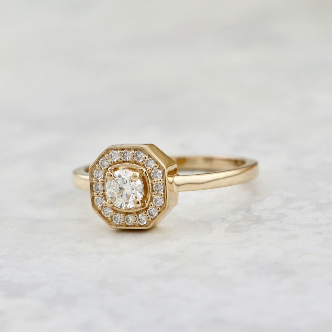Bague Art Deco en or 14K - 18K et diamants