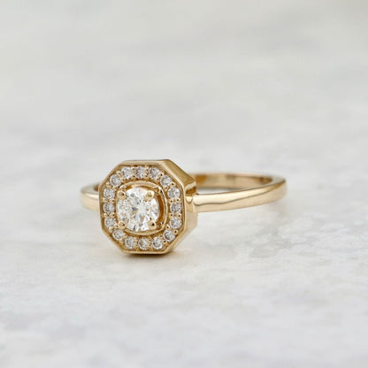 Bague Art Deco en or 14K - 18K et diamants