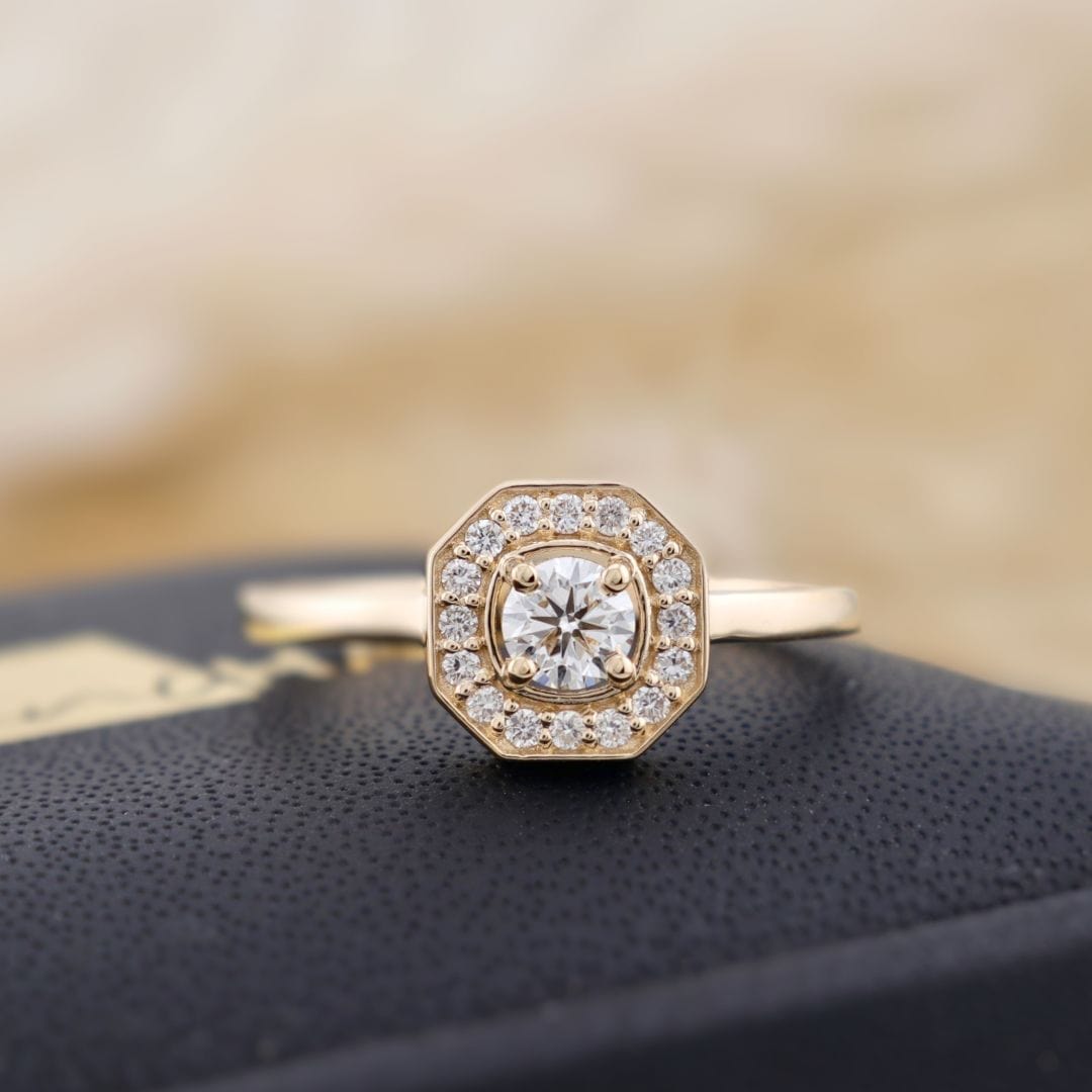 Bague Art Deco en or 14K - 18K et diamants