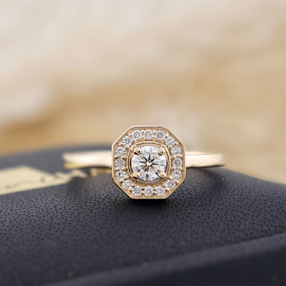 Bague Art Deco en or 14K - 18K et diamants