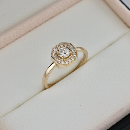 Bague Art Deco en or 14K - 18K et diamants