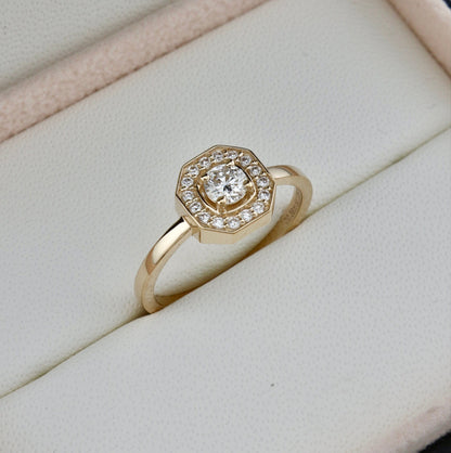 Bague Art Deco en or 14K - 18K et diamants