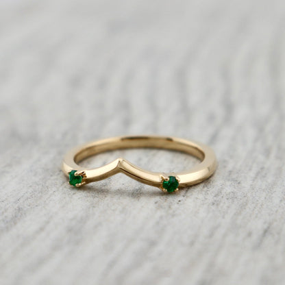 Bague ensemble D'alliance Émeraude et Diamant 0,5 ct