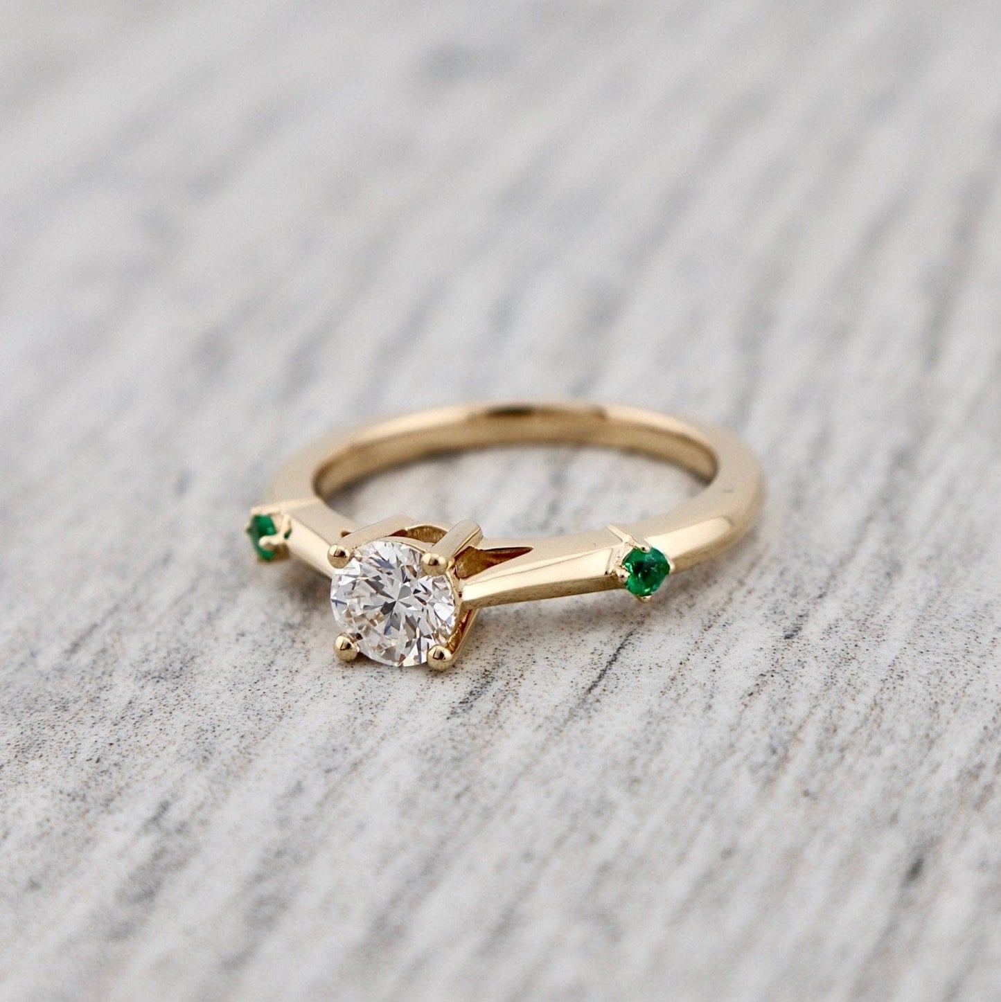 Bague ensemble D'alliance Émeraude et Diamant 0,5 ct