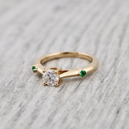 Bague ensemble D'alliance Émeraude et Diamant 0,5 ct