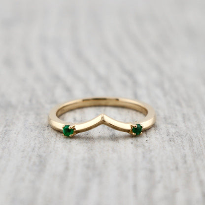 Bague ensemble D'alliance Émeraude et Diamant 0,5 ct