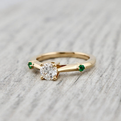 Bague ensemble D'alliance Émeraude et Diamant 0,5 ct