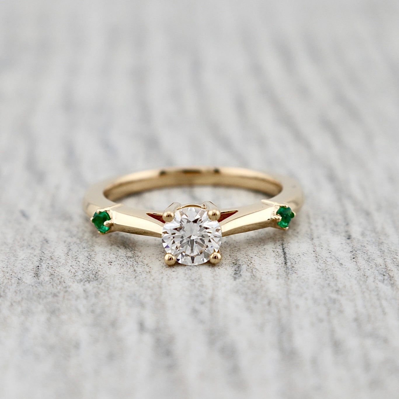 Bague ensemble D'alliance Émeraude et Diamant 0,5 ct