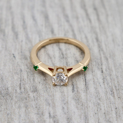 Bague ensemble D'alliance Émeraude et Diamant 0,5 ct