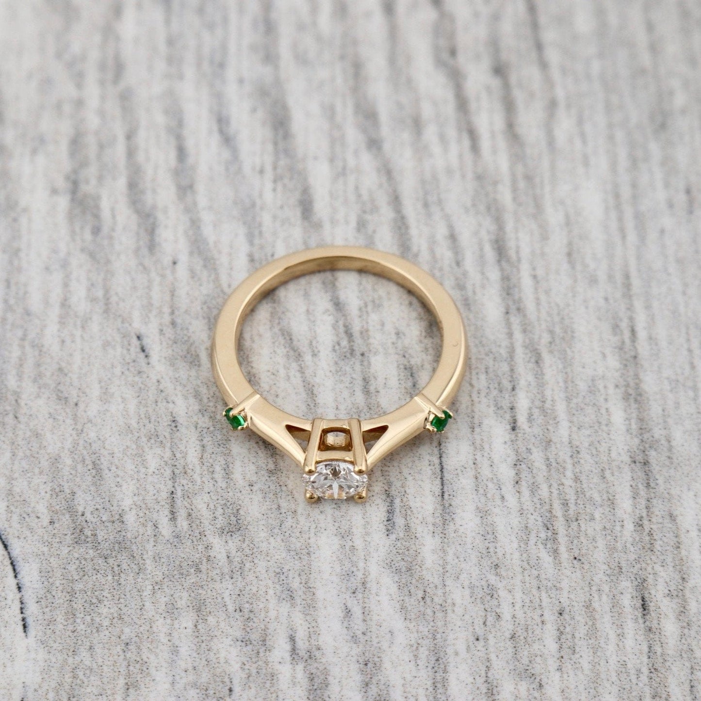 Bague ensemble D'alliance Émeraude et Diamant 0,5 ct