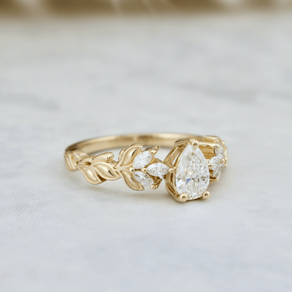 Bague Florale en or 14K -18K ou platine et diamants
