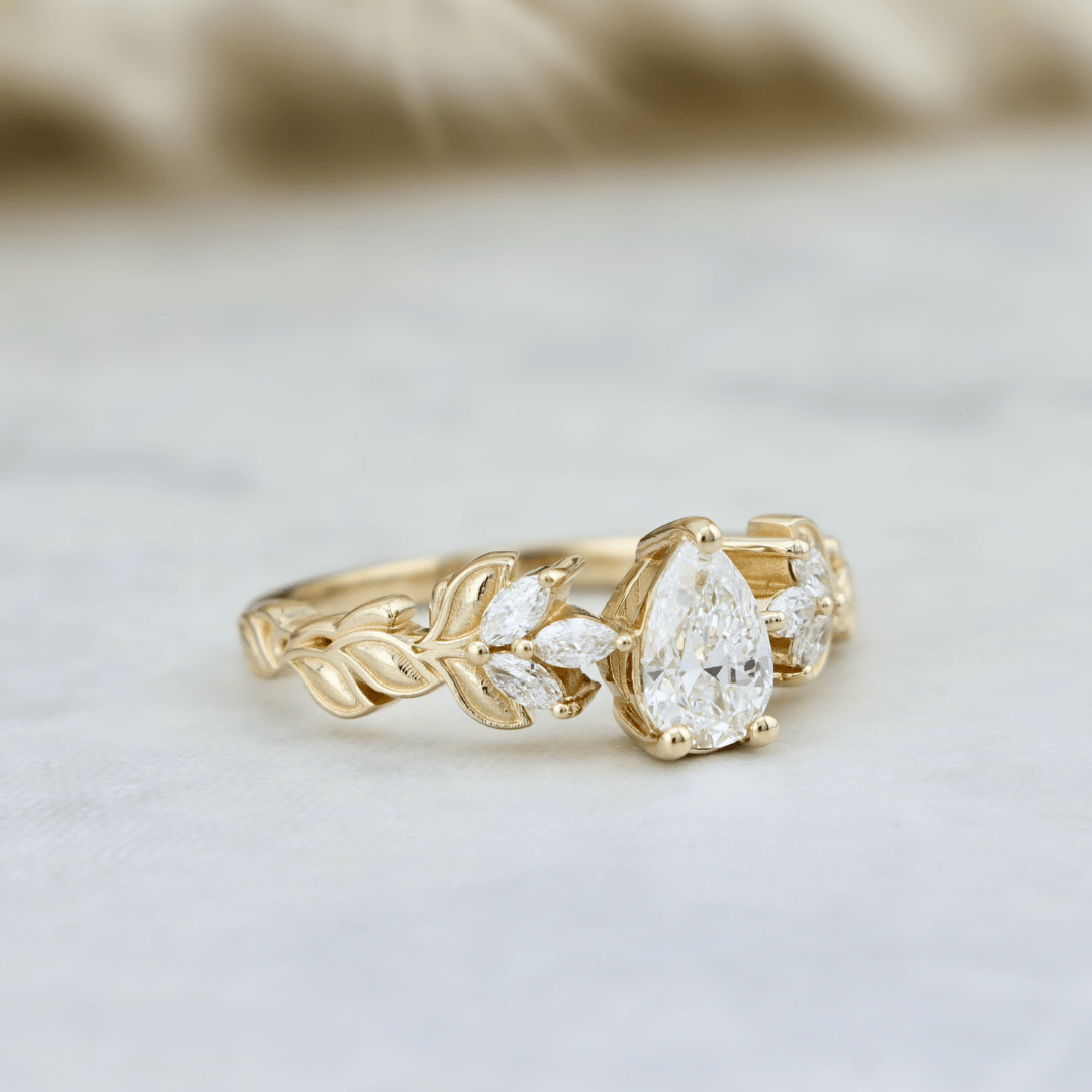 Bague Florale en or 14K -18K ou platine et diamants