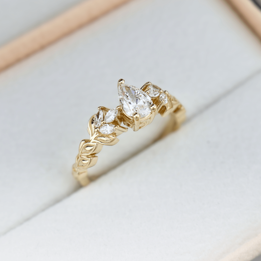 Bague Florale en or 14K -18K ou platine et diamants