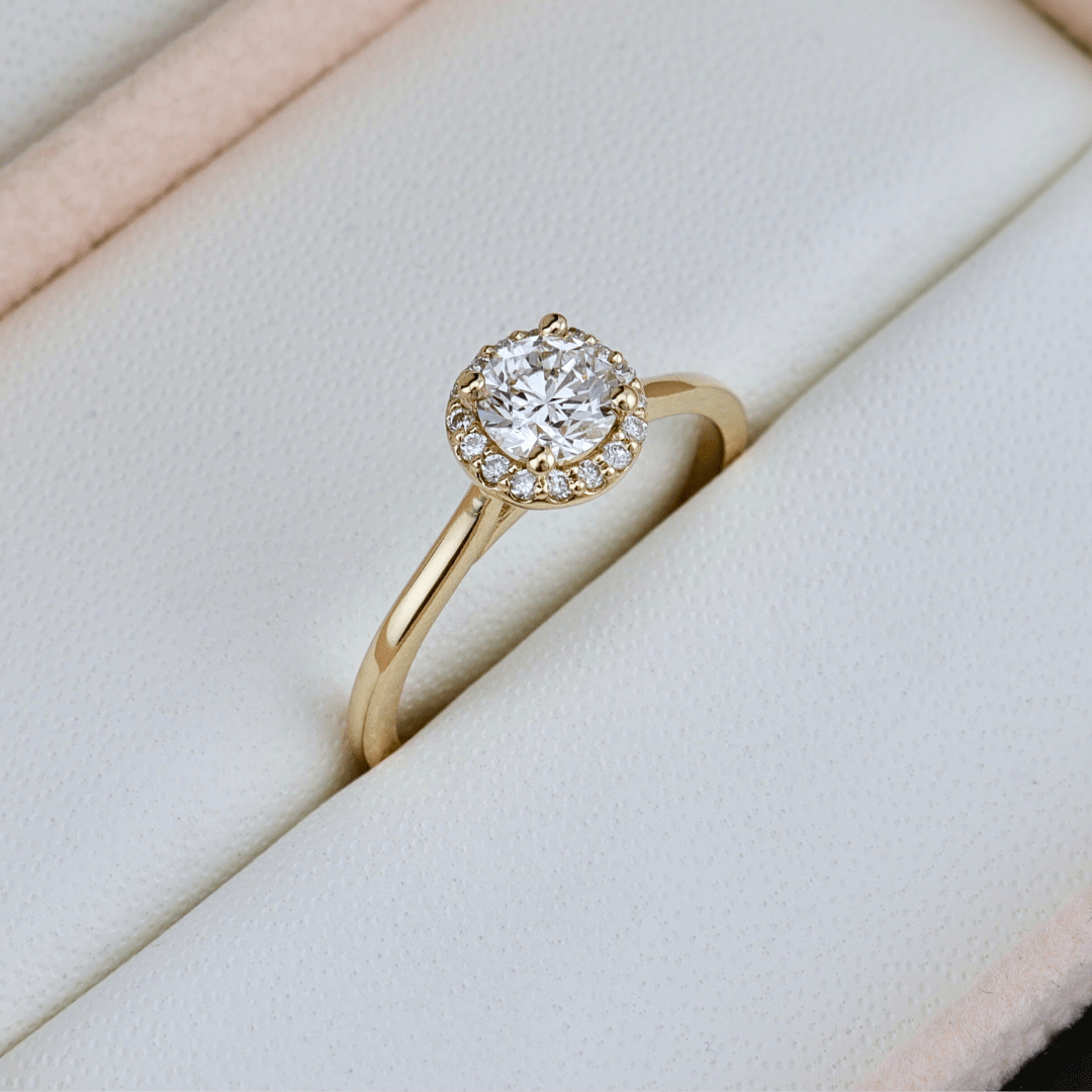 Bague Halo Classique en or 14K - 18K et diamants 0,6 ctw