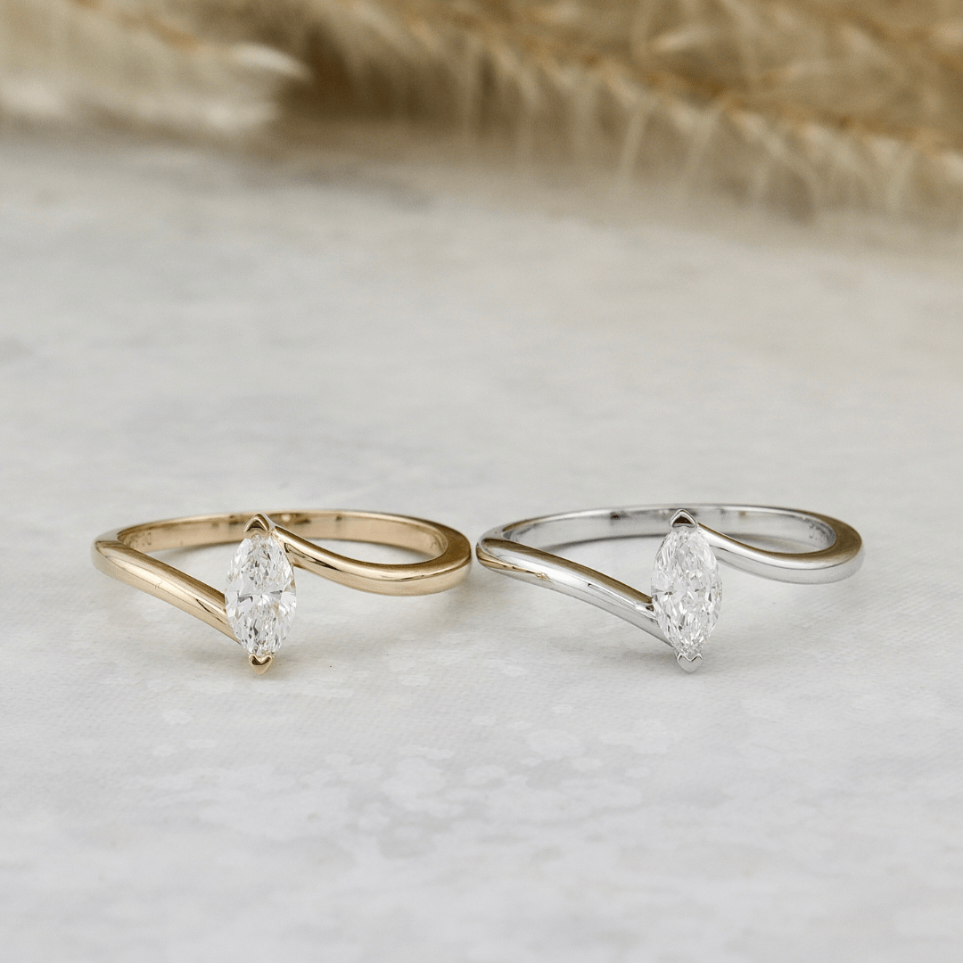 Bague Marquise en or 14K - 18K ou platine et diamant 0,3 ct