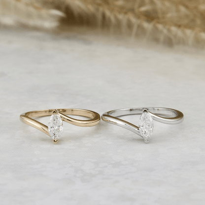 Bague Marquise en or 14K - 18K ou platine et diamant 0,3 ct